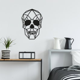 Wallity Skull Escultura de Pared de Metal Negra